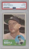 Mickey Mantle from the 1963 Topps set graded by PSA and given an overall grade of 6.