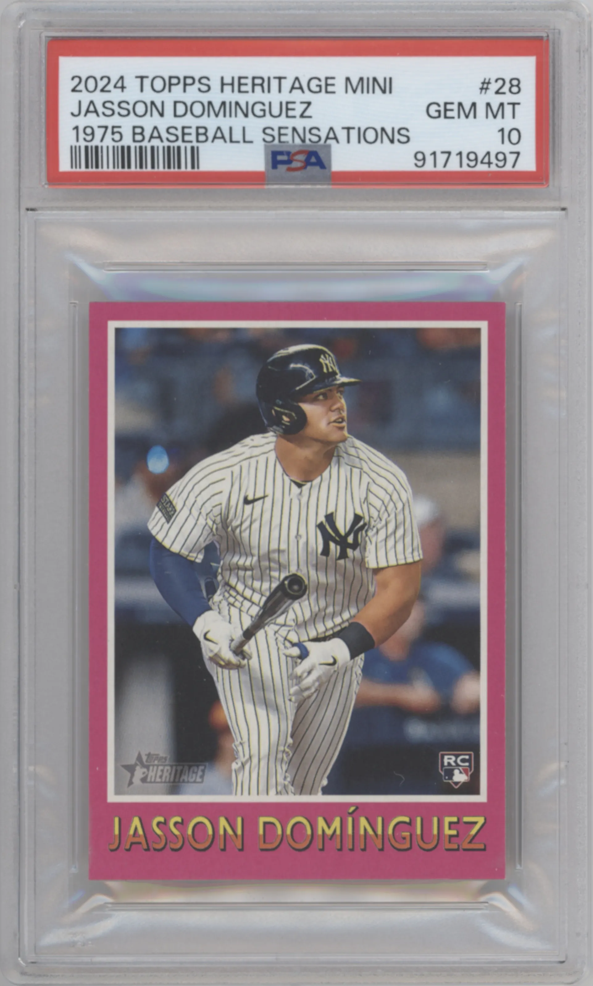 2024 Topps Heritage Mini 1975 Sensations Jasson Dominguez PSA 10
