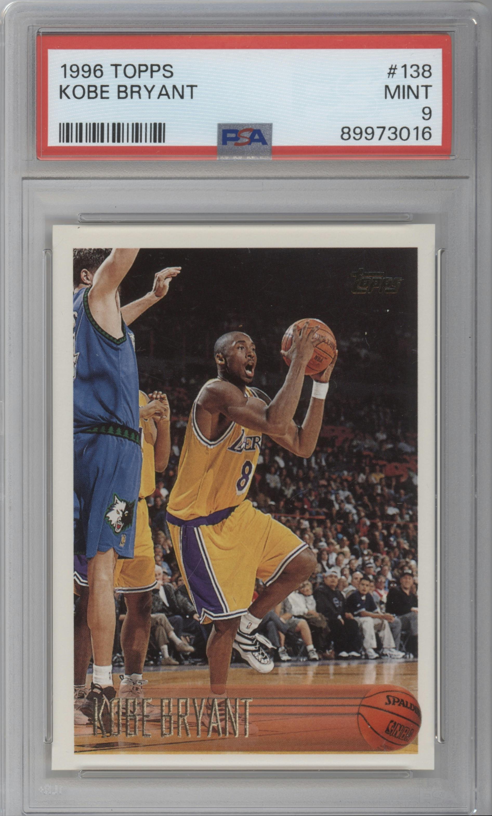 Kobe Bryant  from the 1996-97 Topps set graded by PSA and given an overall grade of 9.