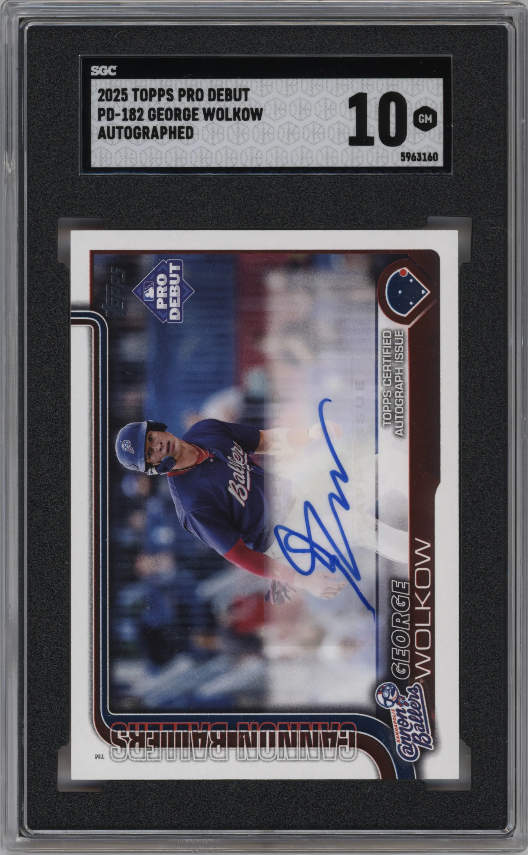 2025 Topps Pro Debut Auto George Wolkow #PD-182 SGC 10