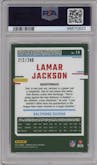 Lamar Jackson from the 2023 Donruss Optic set featuring a Orange parallel graded by PSA and given an overall grade of 9.