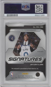 Jaylen Clark from the 2023-24 Panini Prizm set featuring a Silver Prizm parallel graded by PSA and given an overall grade of 10.