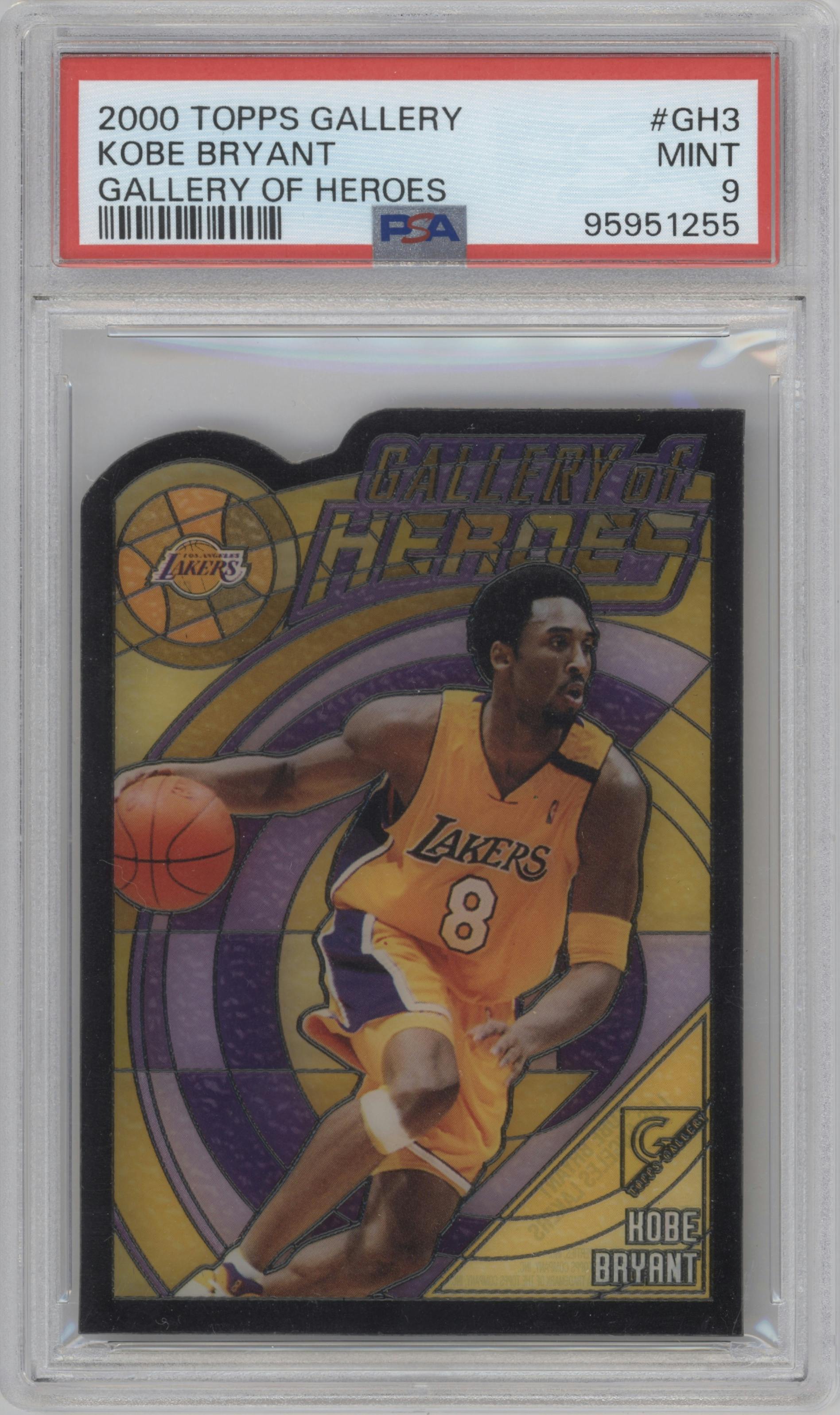 Kobe Bryant from the 2000-01 Topps Gallery set graded by PSA and given an overall grade of 9.