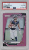 Rome Odunze from the 2024 Panini Prizm set featuring a Pink Prizm parallel graded by PSA and given an overall grade of 10.