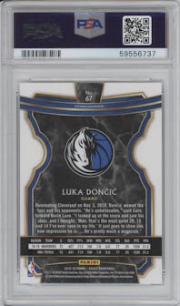Luka Doncic from the 2019-20 Panini Select set graded by PSA and given an overall grade of 9.