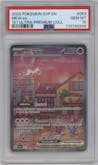 Mew ex from the 2023 Pokemon SV set featuring a Ultra Premium Collection parallel graded by PSA and given an overall grade of 10.