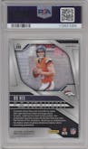 Bo Nix from the 2024 Panini Prizm set featuring a Silver Prizm parallel graded by PSA and given an overall grade of 9.
