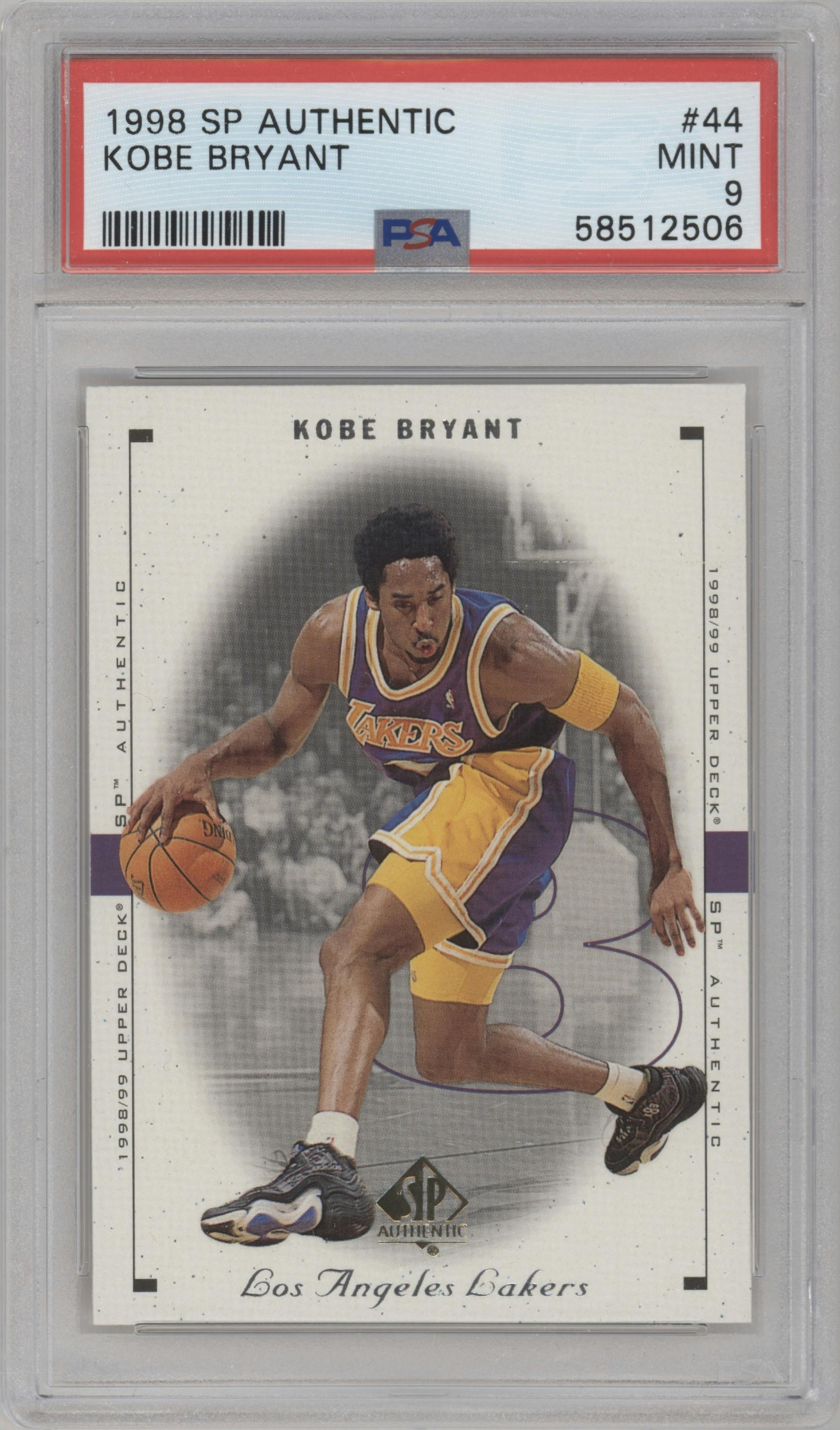 Kobe Bryant from the 1998-99 SP Authentic set graded by PSA and given an overall grade of 9.