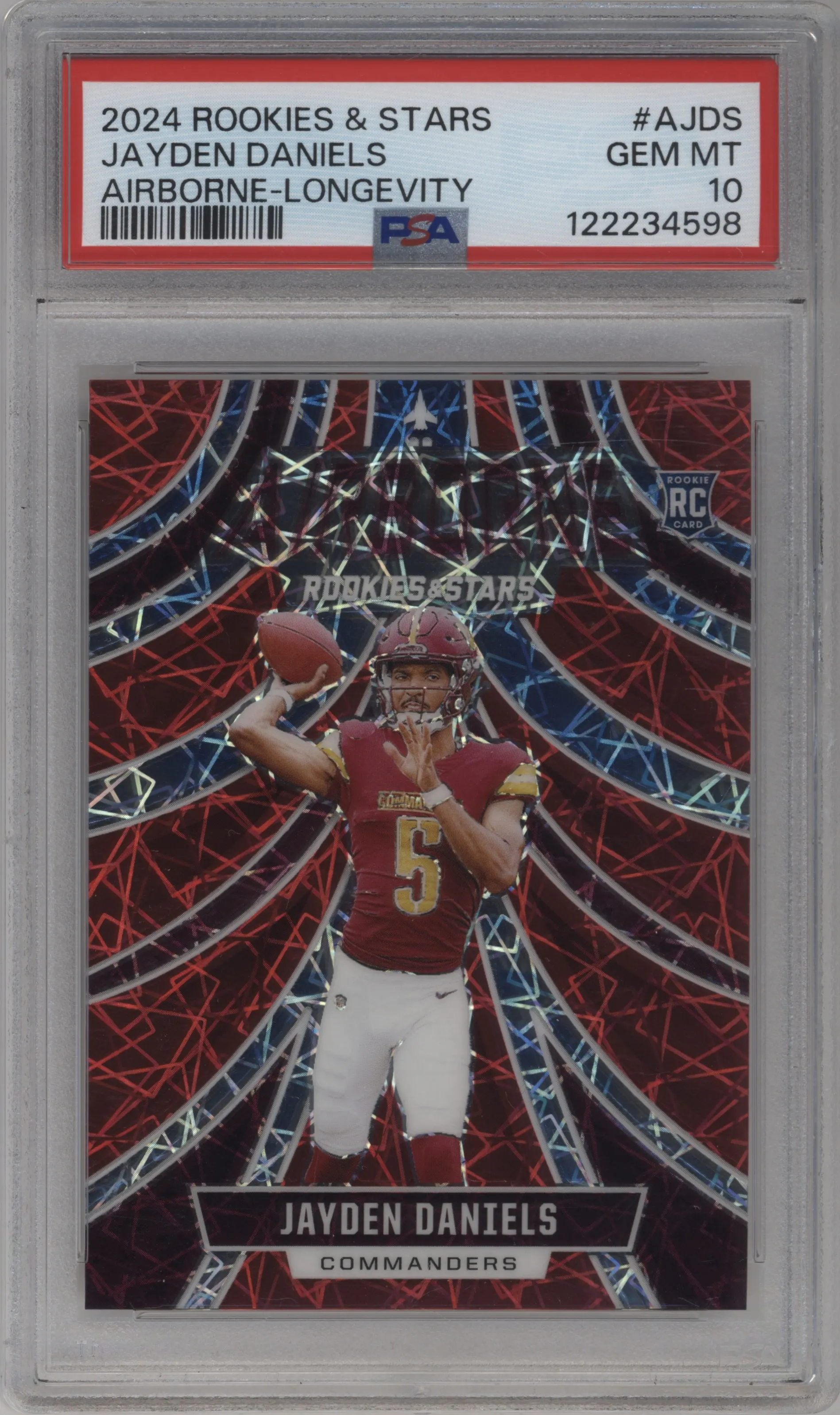 2024 Panini Rookies & Stars Airborne Jayden Daniels Longevity #A-JDS PSA 10
