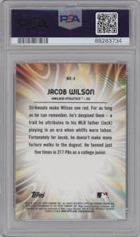 Jacob Wilson from the 2023 Bowman Draft set graded by PSA and given an overall grade of 9.