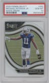 Michael Pittman Jr. from the 2020 Panini Select set featuring a White Prizm parallel graded by PSA and given an overall grade of 10.
