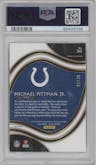 Michael Pittman Jr. from the 2020 Panini Select set featuring a White Prizm parallel graded by PSA and given an overall grade of 10.