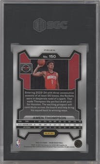 Amen Thompson from the 2023-24 Panini Prizm set featuring a Silver Prizm  parallel graded by SGC and given an overall grade of 9.