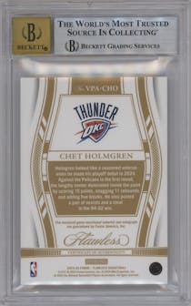 Chet Holmgren from the 2023-24 Panini Flawless set graded by Beckett and given an overall grade of 9.