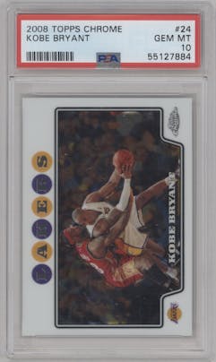 Kobe Bryant from the 2008-09 Topps Chrome  set graded by PSA and given an overall grade of 10.
