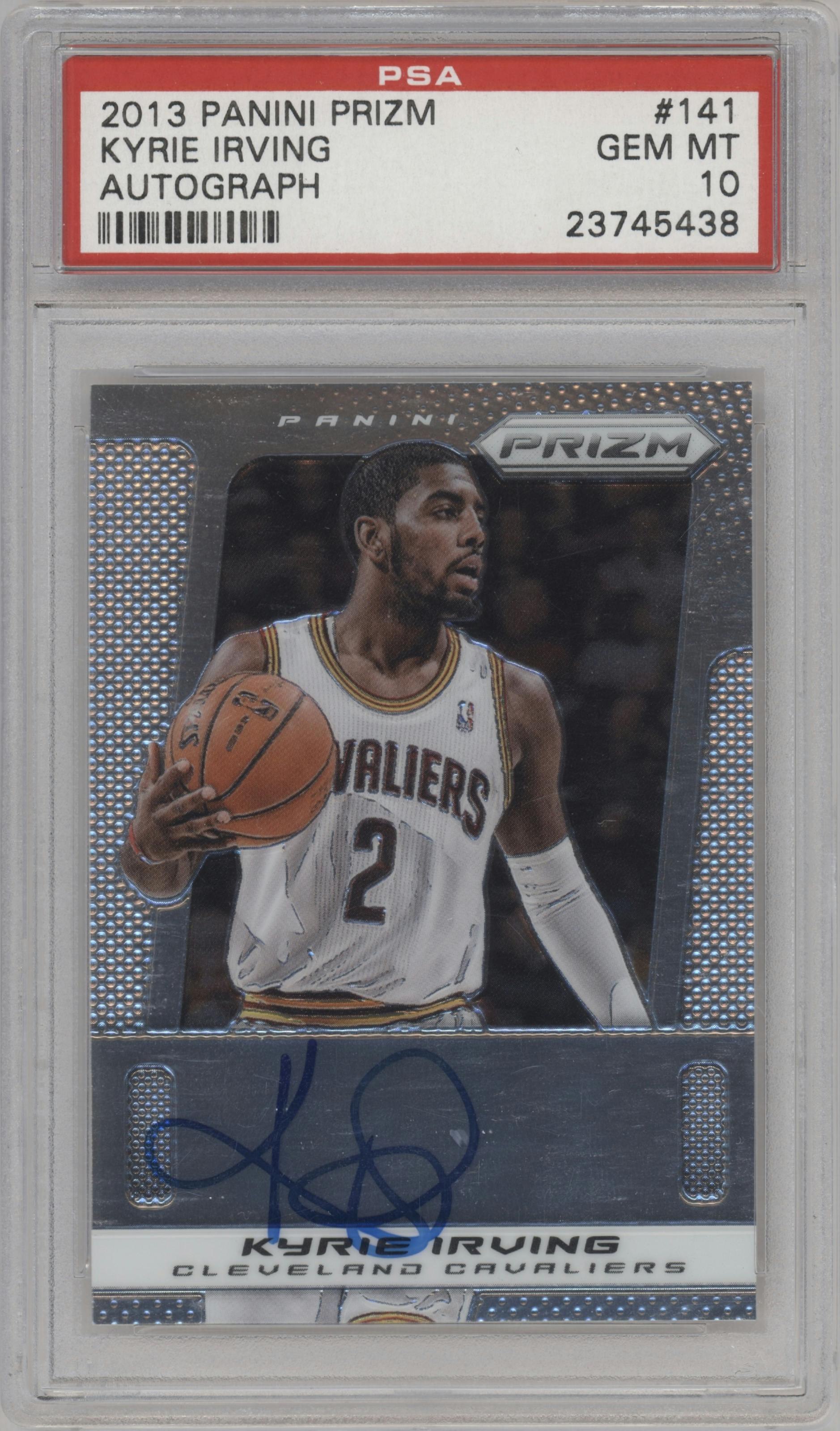 Kyrie Irving from the 2013-14 Panini Prizm set graded by PSA and given an overall grade of 10.