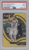 Luka Doncic from the 2020-21 Panini Select  set featuring a Gold Wave  parallel graded by PSA and given an overall grade of 9.