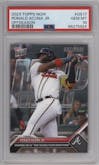 Ronald Acuna Jr. from the 2023-24 Topps Now Off-Season set graded by PSA and given an overall grade of 10.