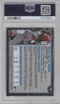 Elly De La Cruz from the 2024 Bowman Chrome set featuring a Orange Refractor parallel graded by PSA and given an overall grade of 10.