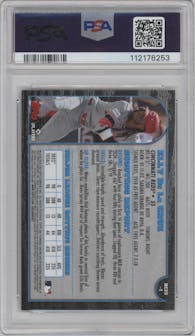 Elly De La Cruz from the 2024 Bowman Chrome set featuring a Orange Refractor parallel graded by PSA and given an overall grade of 10.