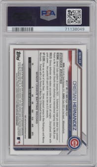 Cristian Hernandez from the 2021 Bowman Chrome Mega Box set graded by PSA and given an overall grade of 9.