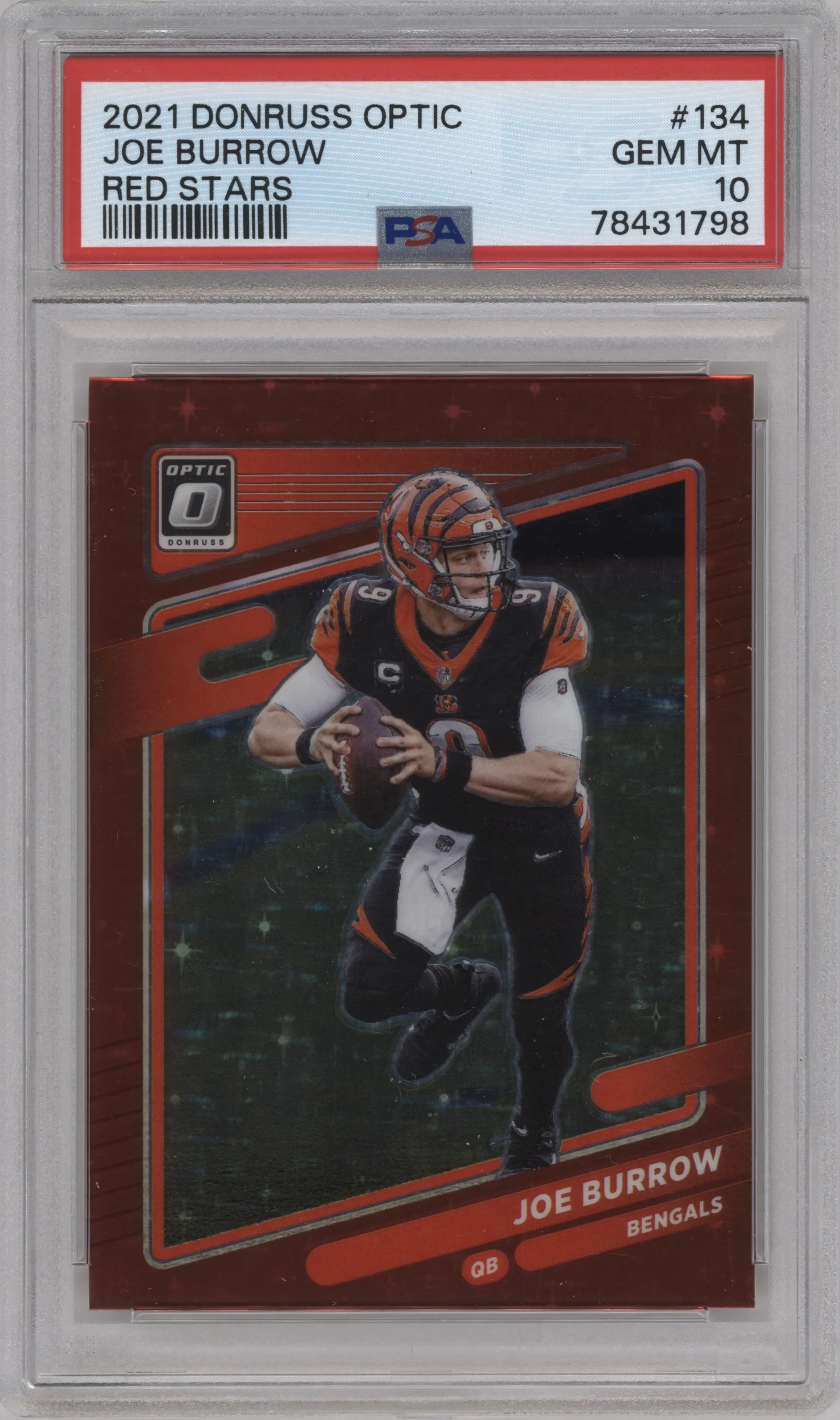 2021 Panini Donruss Optic Joe Burrow Red Stars #134 PSA 10