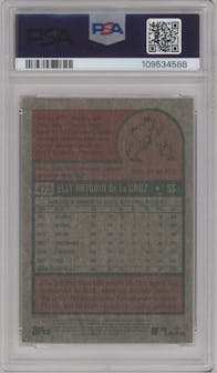 Elly De La Cruz from the 2024 Topps Heritage set featuring a Chrome parallel graded by PSA and given an overall grade of 10.