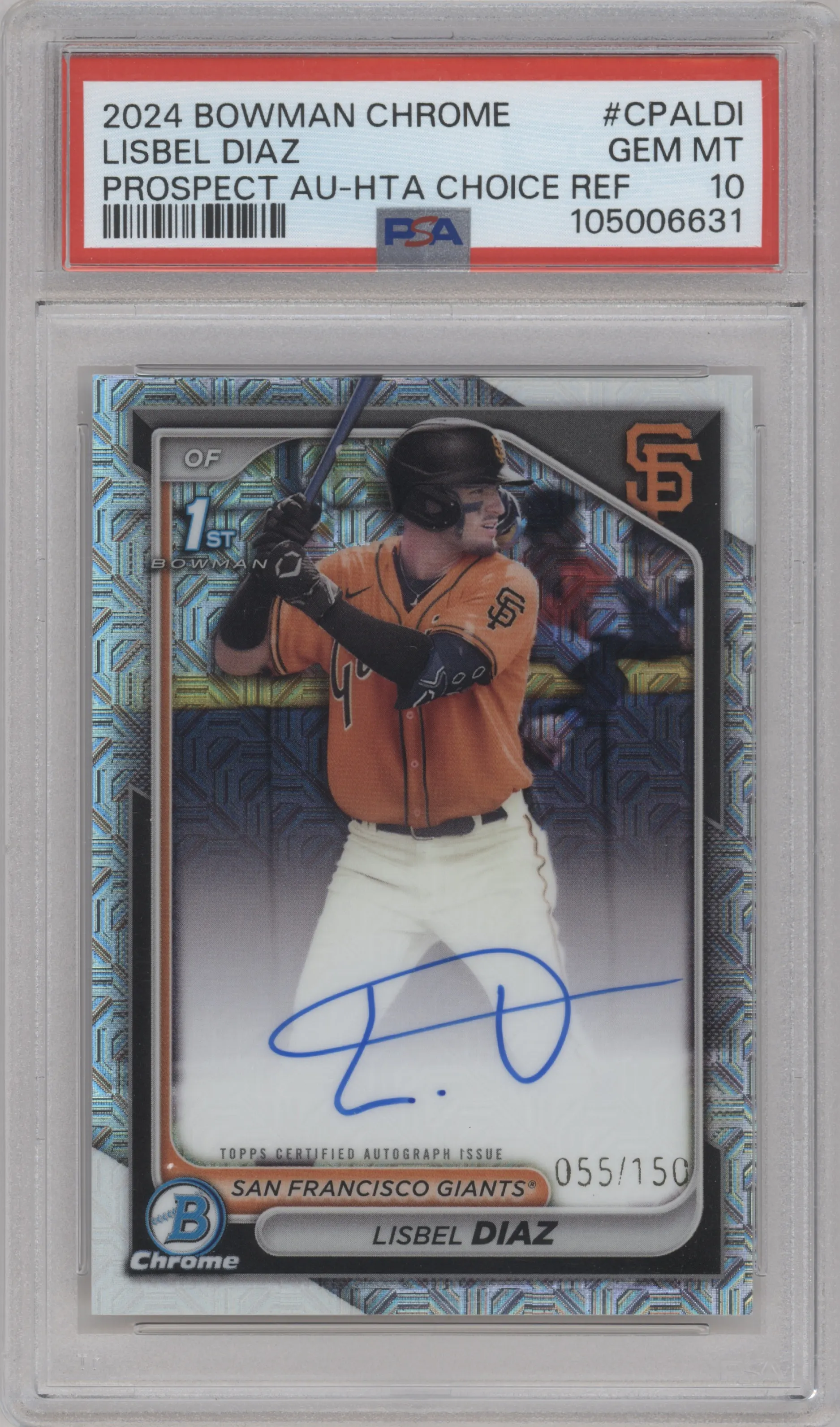 2024 Bowman Chrome Chr.Pros.Auto Lisbel Diaz HTA Choice Refractor PSA 10