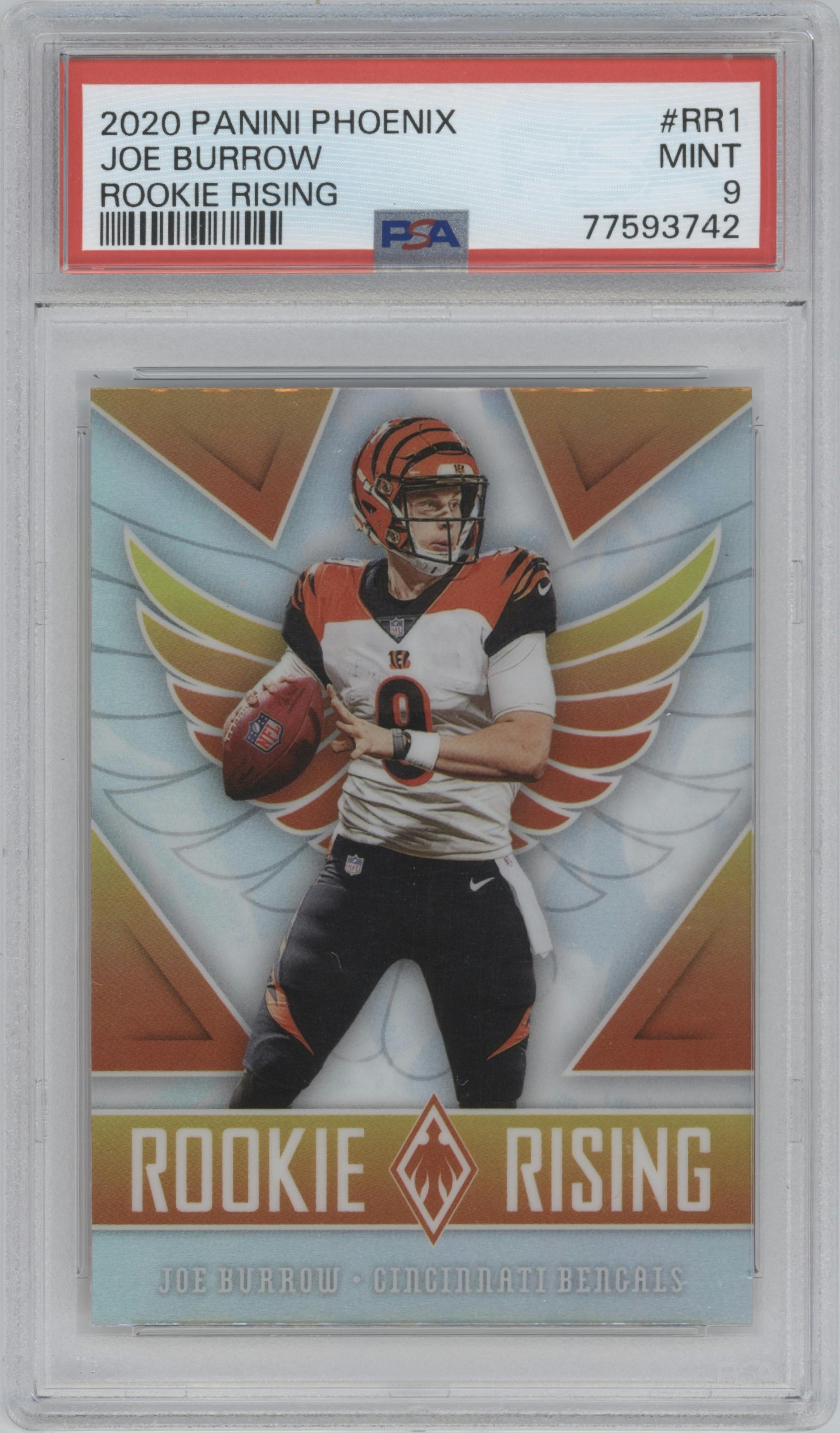 Joe Burrow from the 2020 Panini Phoenix set graded by PSA and given an overall grade of 9.