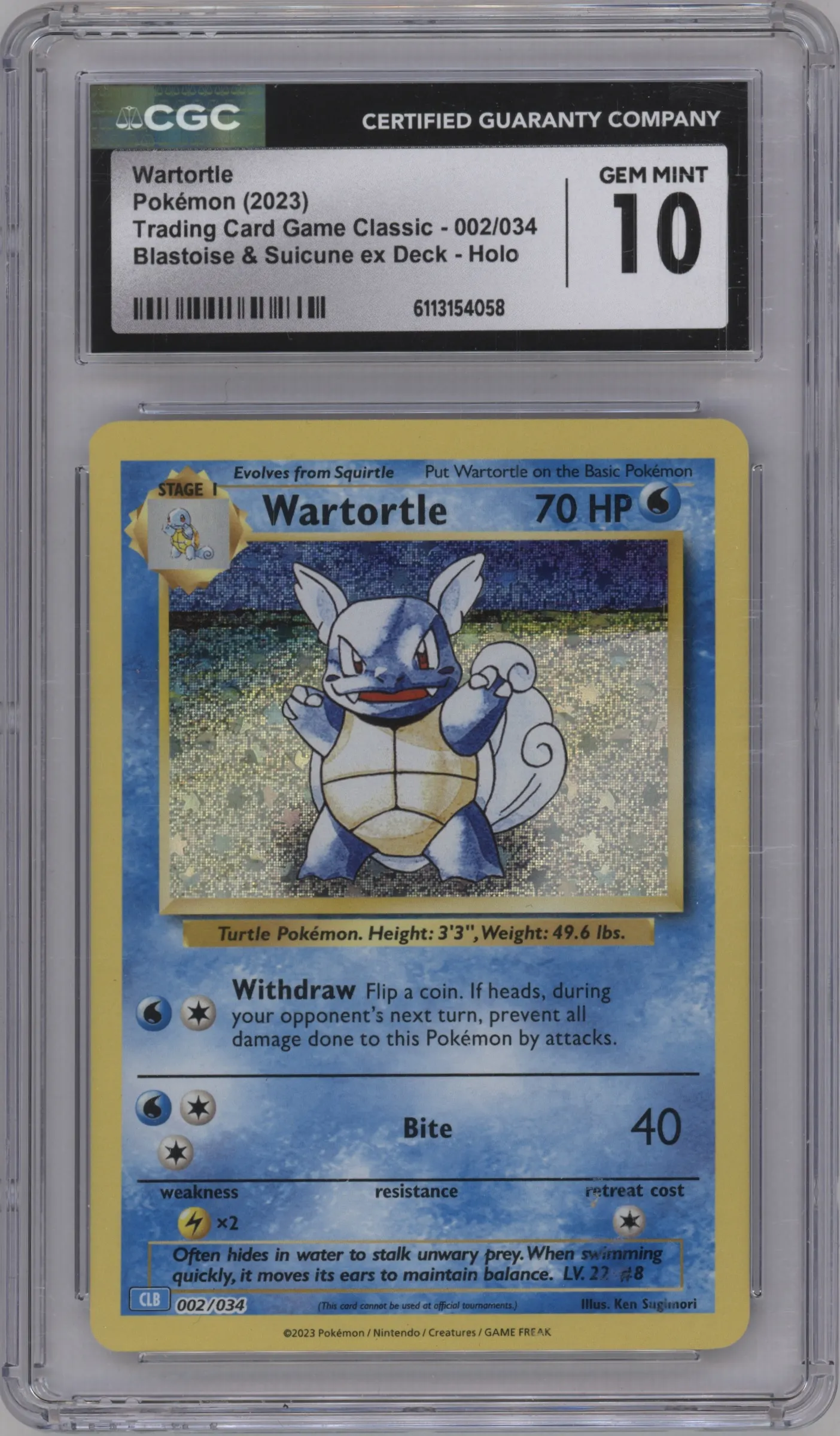 2023 Pokemon CLB Wartortle #002 CGC 10