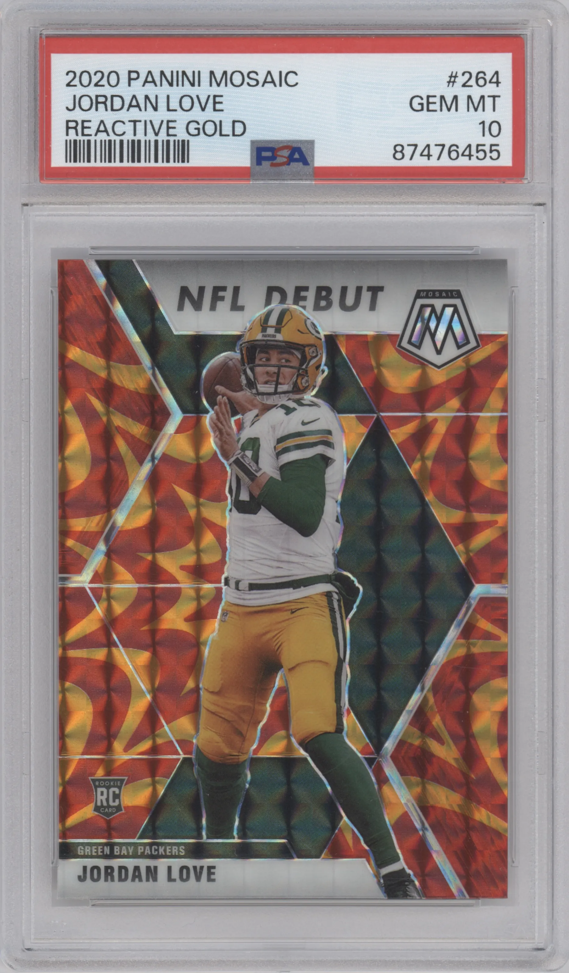 2020 Panini Mosaic Jordan Love Reactive Gold PSA 10