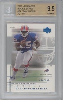 Travis Henry from the 2001 Upper Deck Graded set graded by Beckett and given an overall grade of 9.5.
