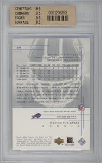 Travis Henry from the 2001 Upper Deck Graded set graded by Beckett and given an overall grade of 9.5.