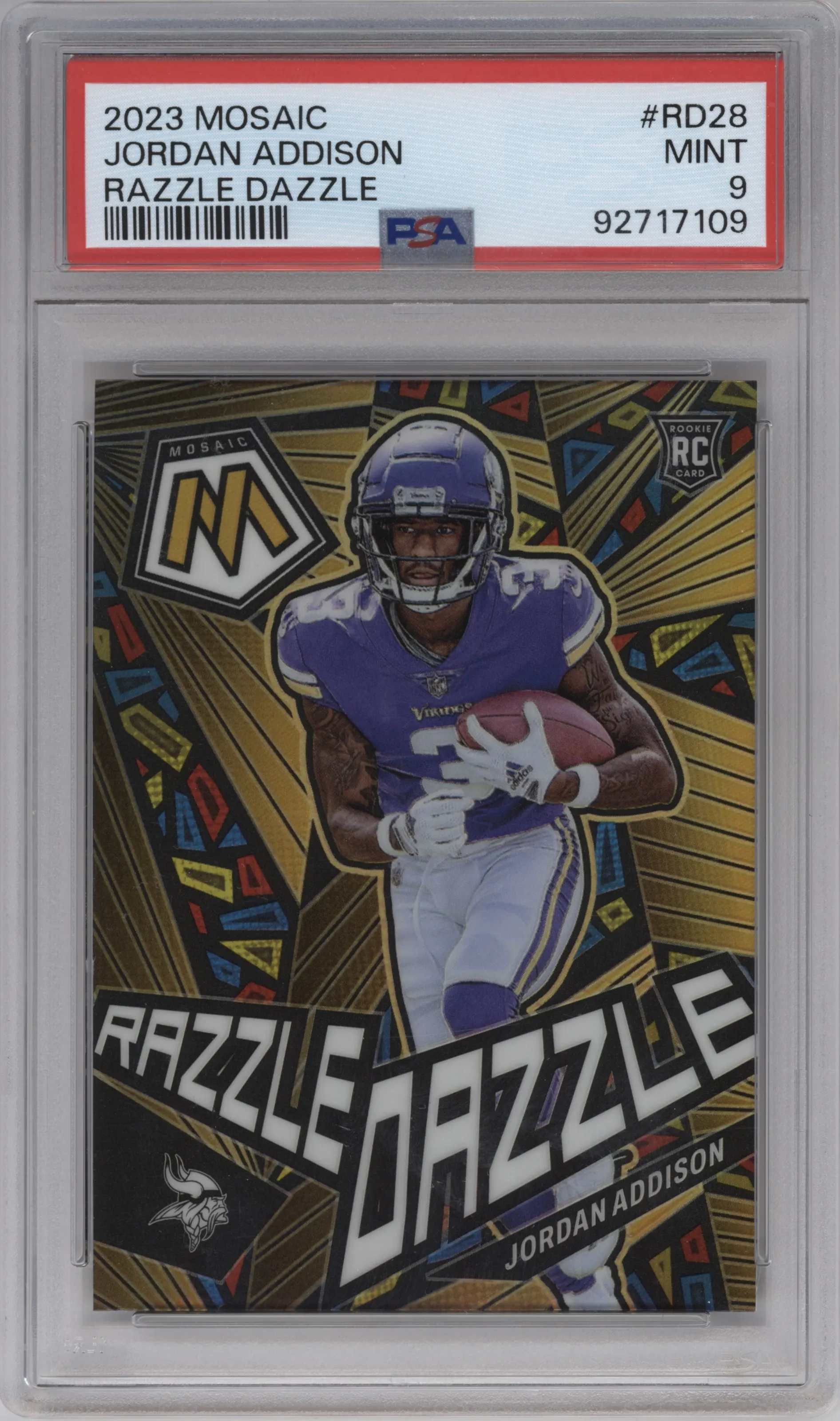 2023 Panini Mosaic Razzle Dazzle Jordan Addison PSA 9