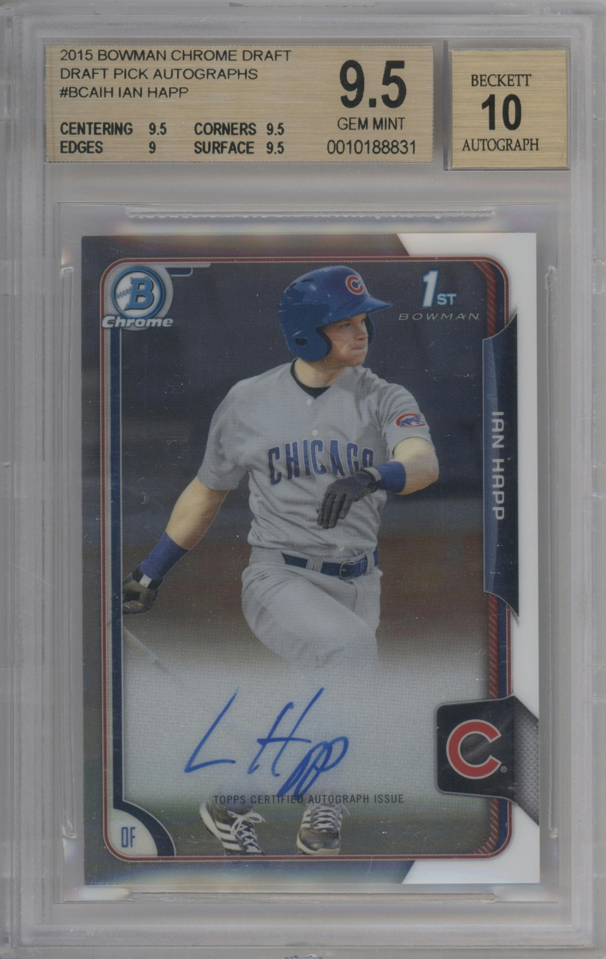 Ian Happ from the 2015 Bowman Draft set graded by Beckett and given an overall grade of 9.5.