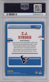 C.J. Stroud from the 2023 Panini Donruss set featuring a Blue Scope parallel graded by PSA and given an overall grade of 10.