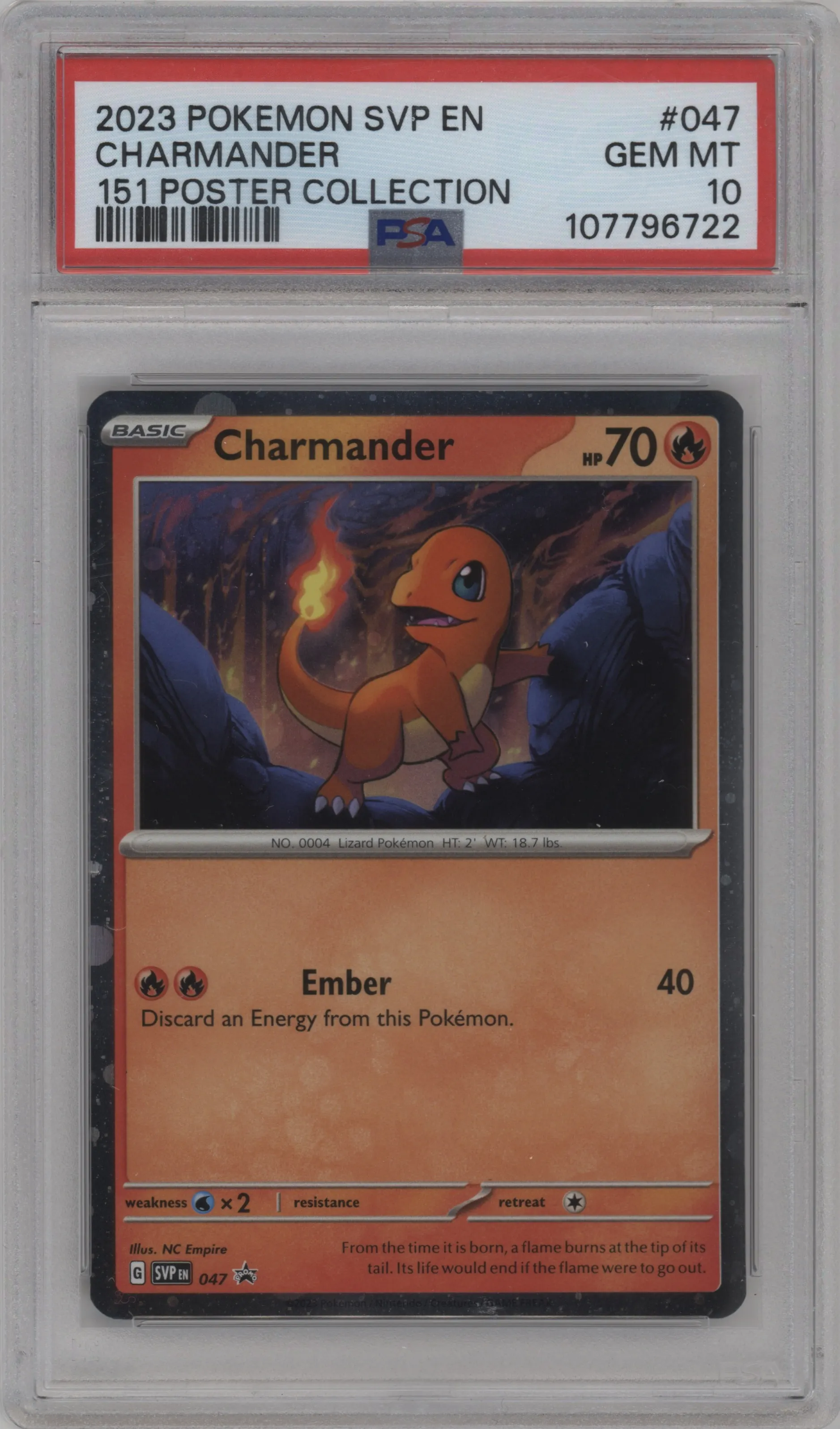 2023 Pokemon SV Charmander 151 Poster Collection #047 PSA 10