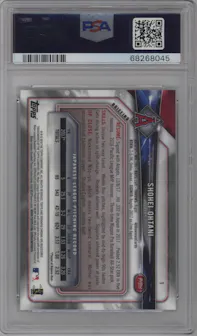 Shohei Ohtani from the 2018 Bowman Chrome set graded by PSA and given an overall grade of 10.