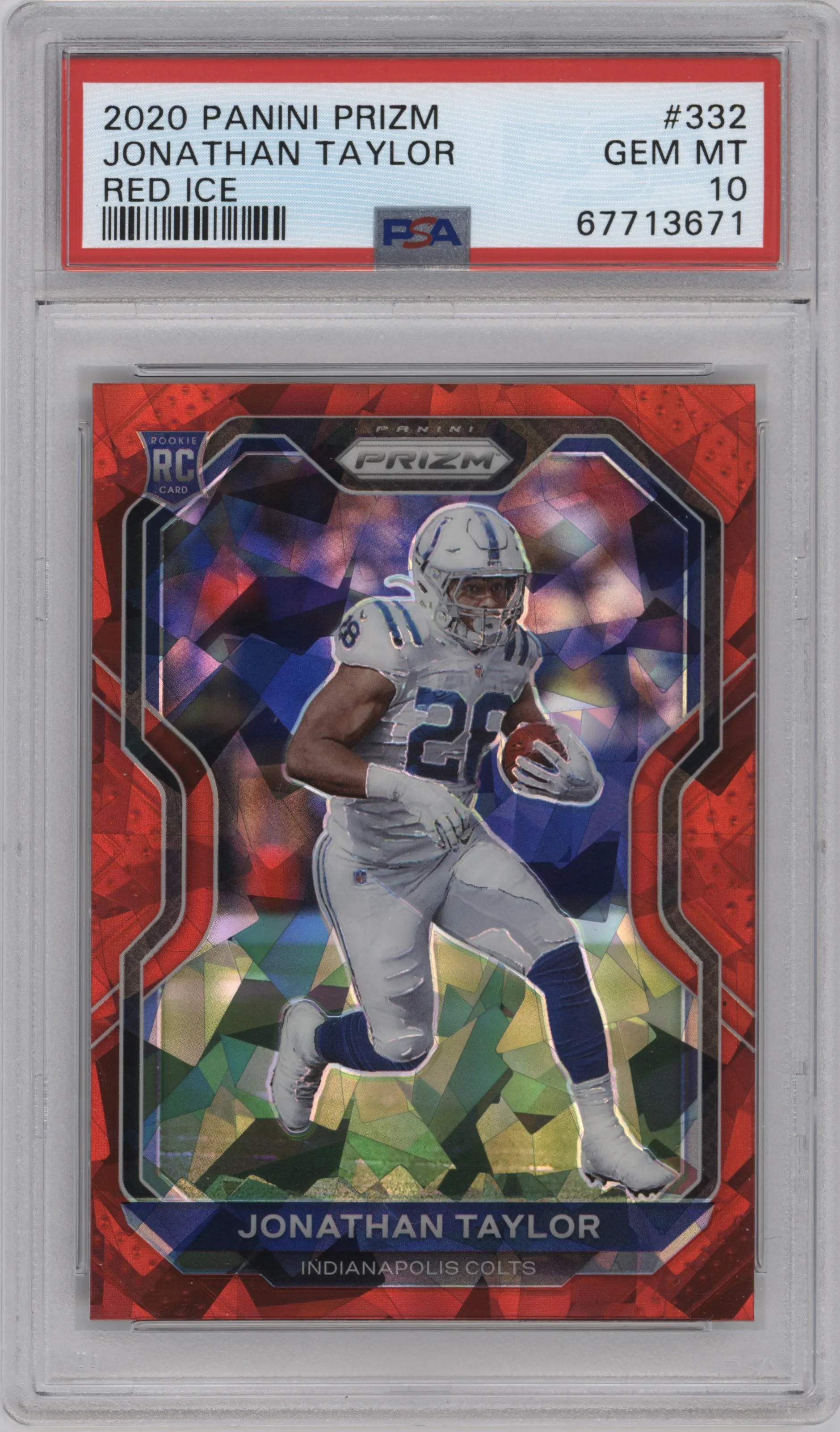 2020 Panini Prizm Jonathan Taylor Red Ice Prizm #332 PSA 10