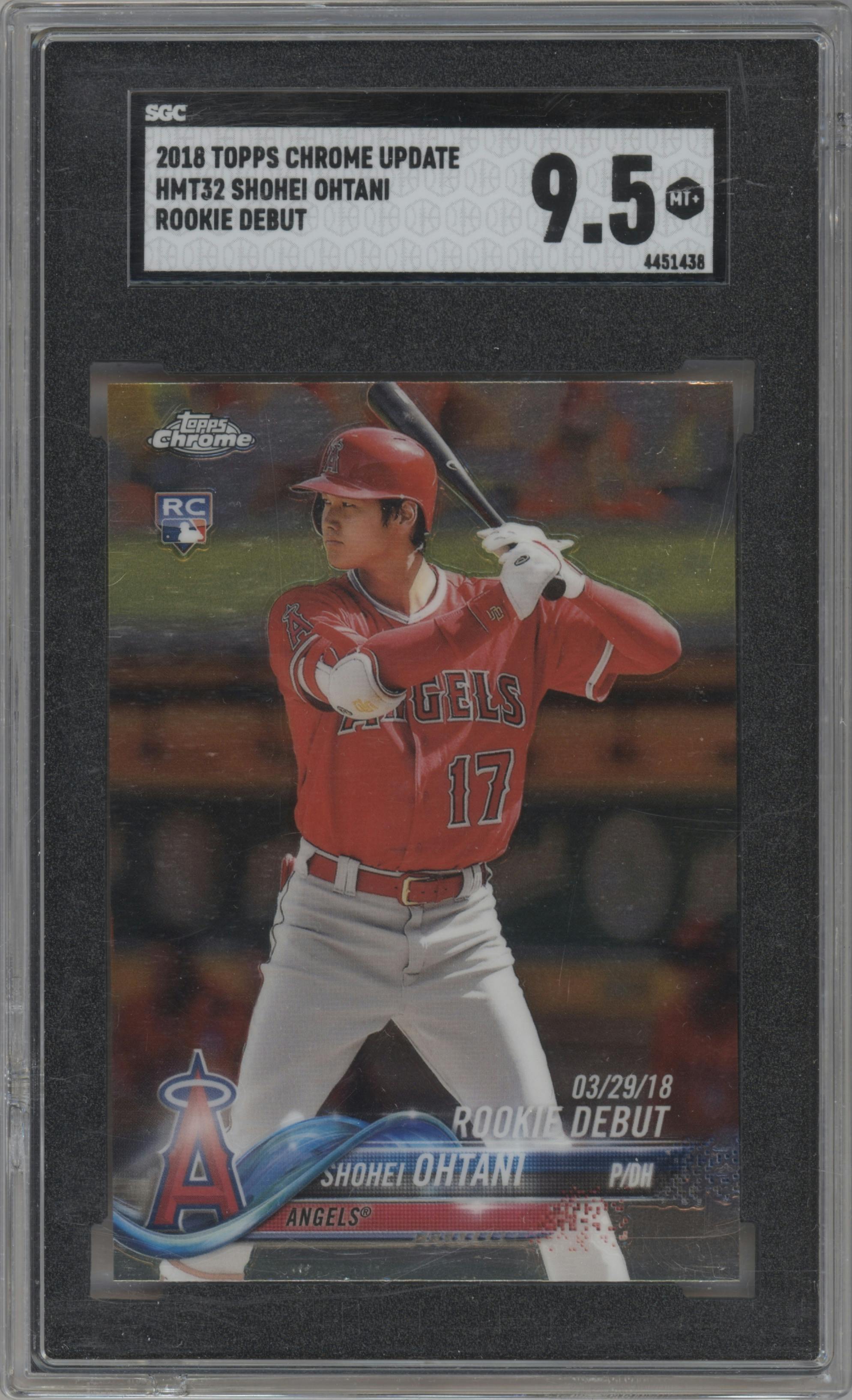 Shohei Ohtani from the 2018 Topps Chrome Update  set graded by SGC and given an overall grade of 9.5.