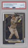 Jackson Merrill from the 2024 Bowman Chrome set graded by PSA and given an overall grade of 10.