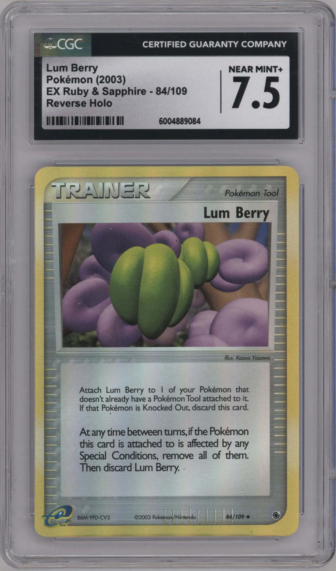 2003 Pokemon EX Ruby & Sapphire Lum Berry #84 CGC 7.5