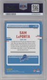 Sam LaPorta from the 2023 Panini Donruss set featuring a Pink parallel graded by PSA and given an overall grade of 10.
