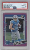 Sam LaPorta from the 2023 Panini Donruss set featuring a Pink parallel graded by PSA and given an overall grade of 10.