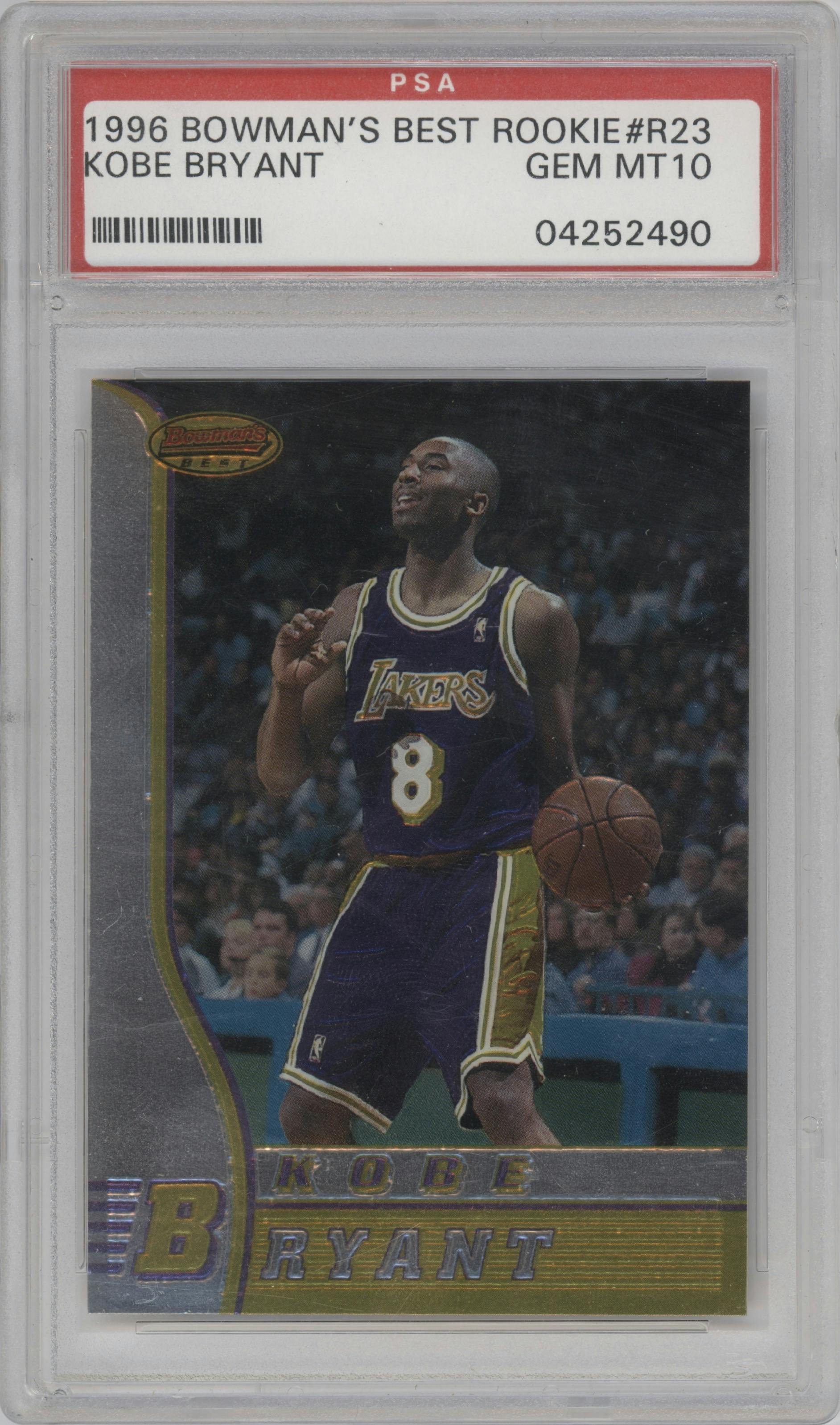 Kobe Bryant from the 1996-97 Bowman’s Best  set graded by PSA and given an overall grade of 10.