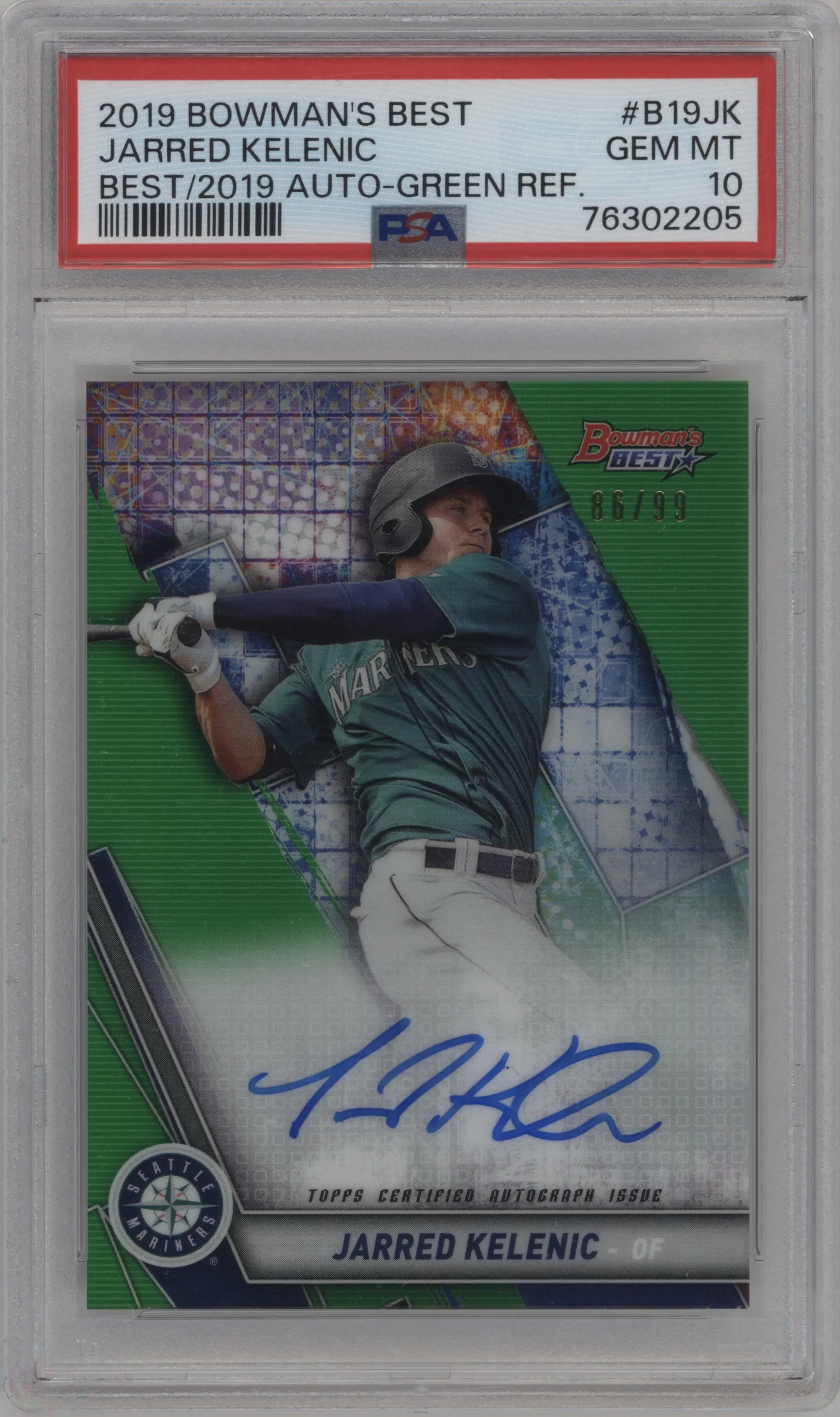 2019 Bowman’s Best Best of 2019 Auto Jarred Kelenic Green Refractor PSA 10