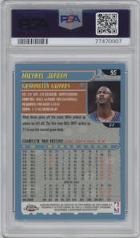 Michael Jordan from the 2001-02 Topps Chrome set graded by PSA and given an overall grade of 9.