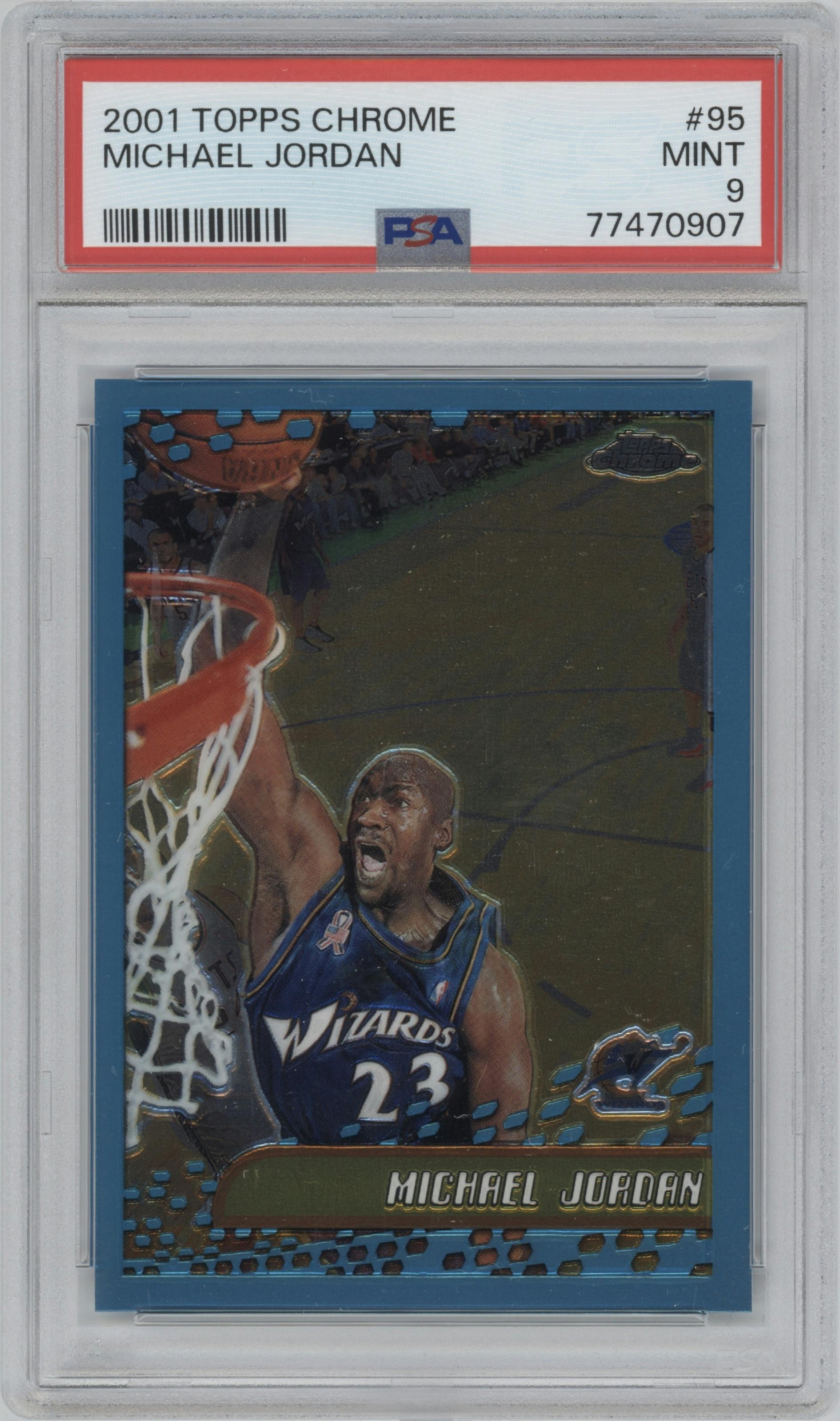 Michael Jordan from the 2001-02 Topps Chrome set graded by PSA and given an overall grade of 9.