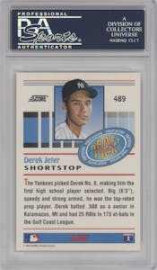 Derek Jeter  from the 1993 Score  set graded by PSA and given an overall grade of 9.