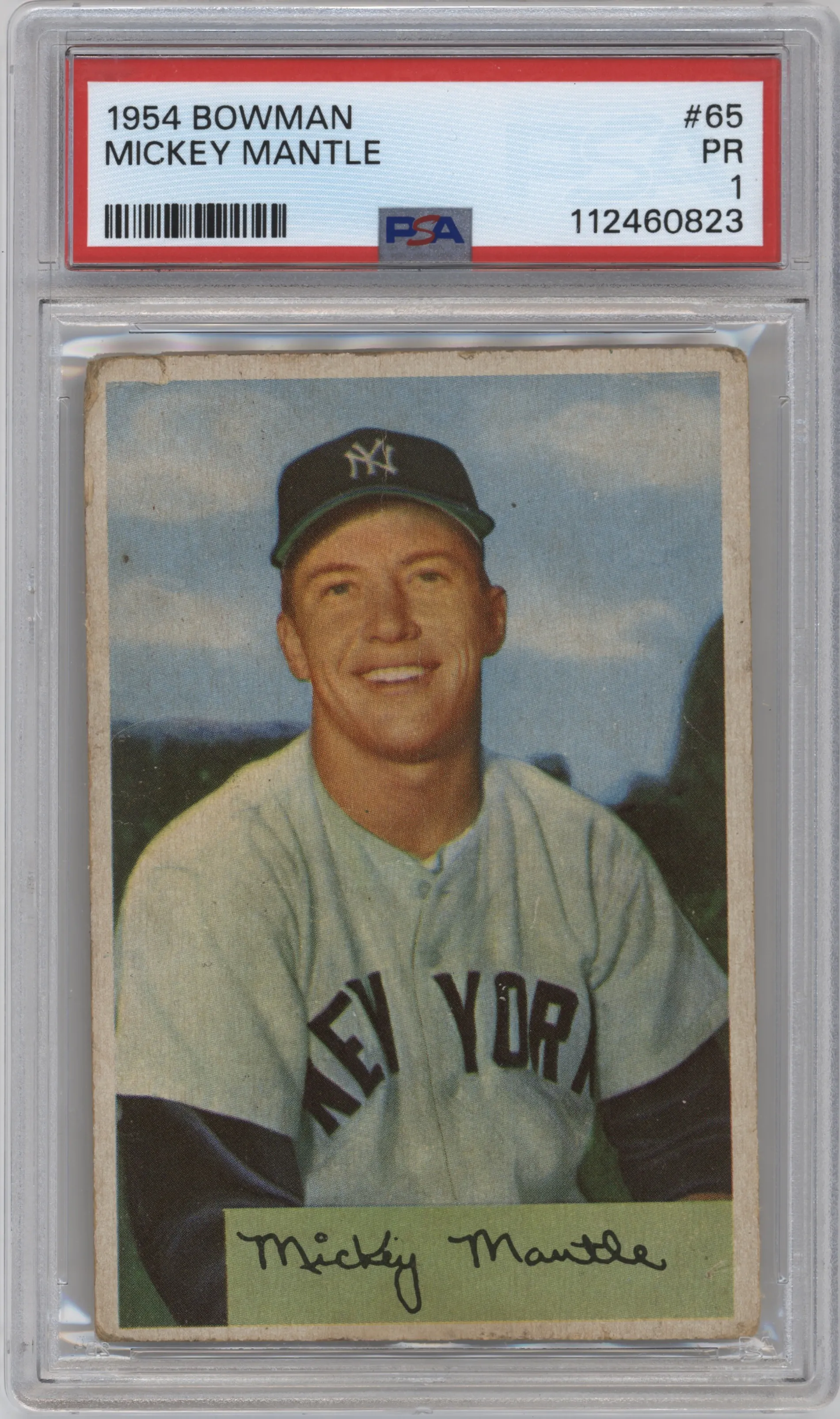 1954 Bowman Mickey Mantle #65 PSA 1